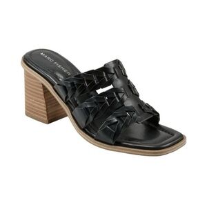 Marc Fisher Melita Square Toe Black Heeled Sandals, Size 7 1/2 NWOB